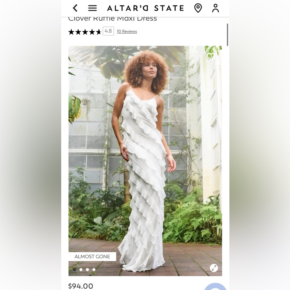 Altard State white ruffled maxi dress